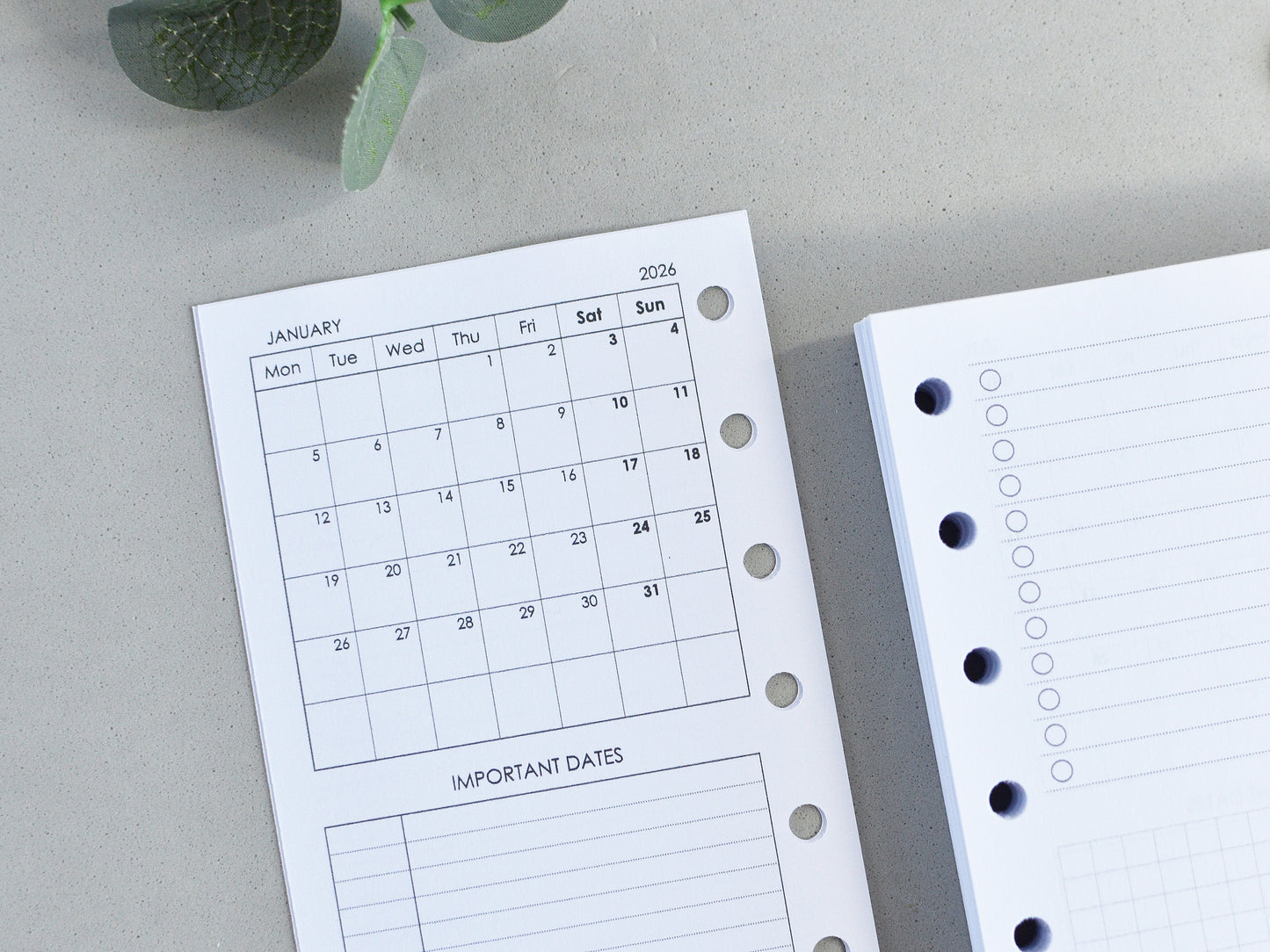 6-Ring Planner Inserts - Monthly And Weekly (Pocket Size) / Pc-11