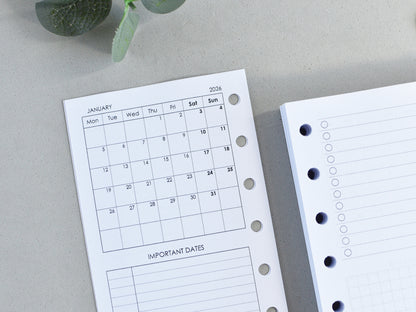 6-Ring Planner Inserts - Monthly And Weekly (Pocket Size) / Pc-11