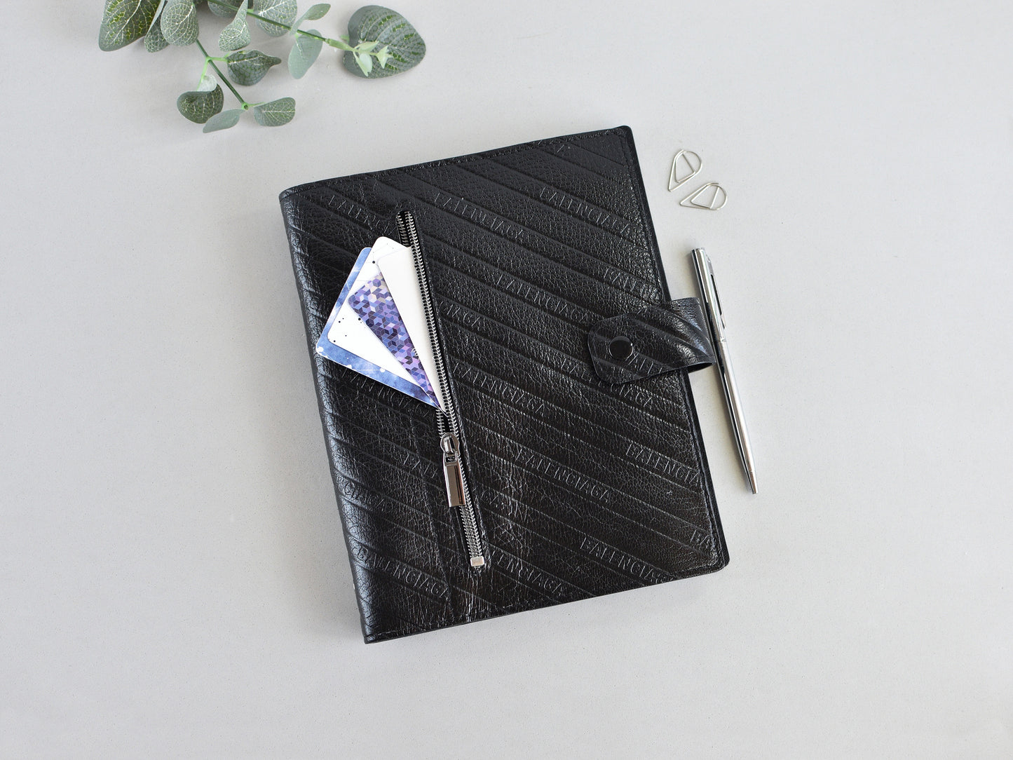 black leather ring journal
