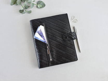 black leather ring journal