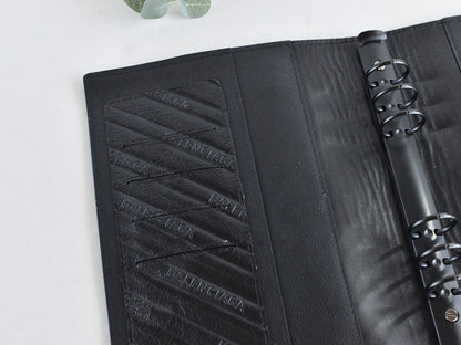 Black leather ring organizer