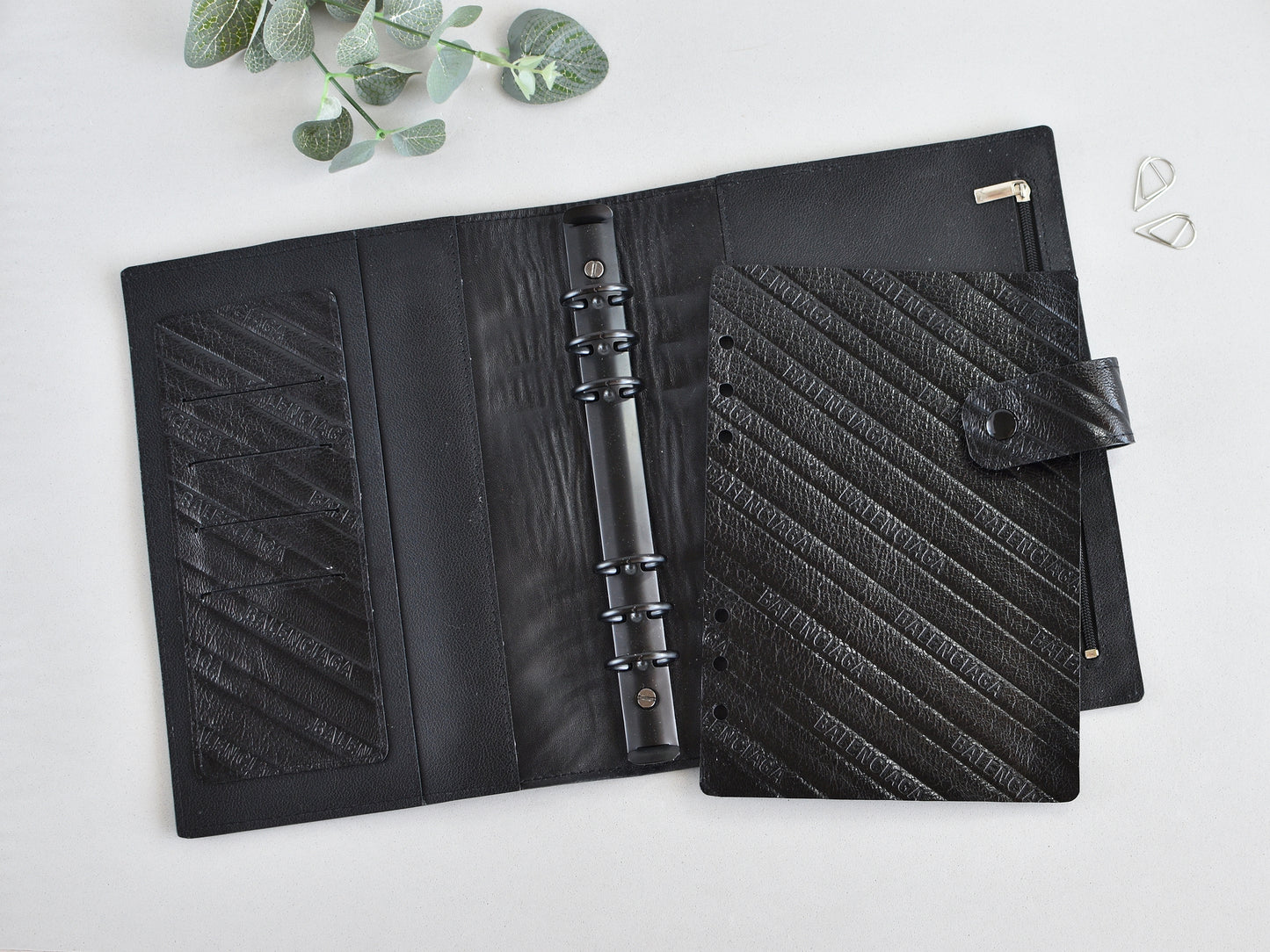 A5 leather cover for ring notebook, Binder organizer