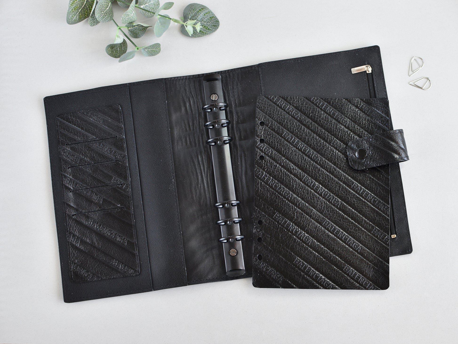 A5 leather cover for ring notebook, Binder organizer