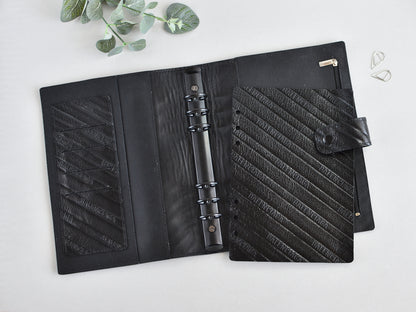 A5 leather cover for ring notebook, Binder organizer