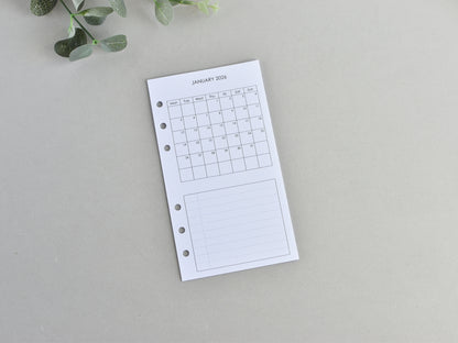 Monthly Planner Inserts - Ring Binder Refill (Personal Size) / P-31m