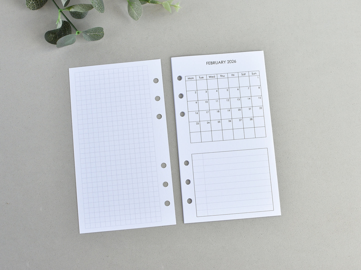Monthly Planner Inserts - Ring Binder Refill (Personal Size) / P-31m