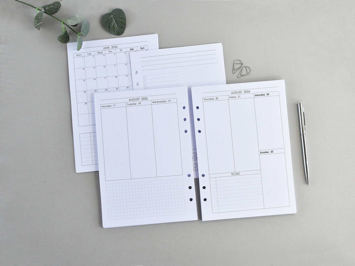 Planner Inserts Bundle Monthly Weekly (A5 Size) / A5-07