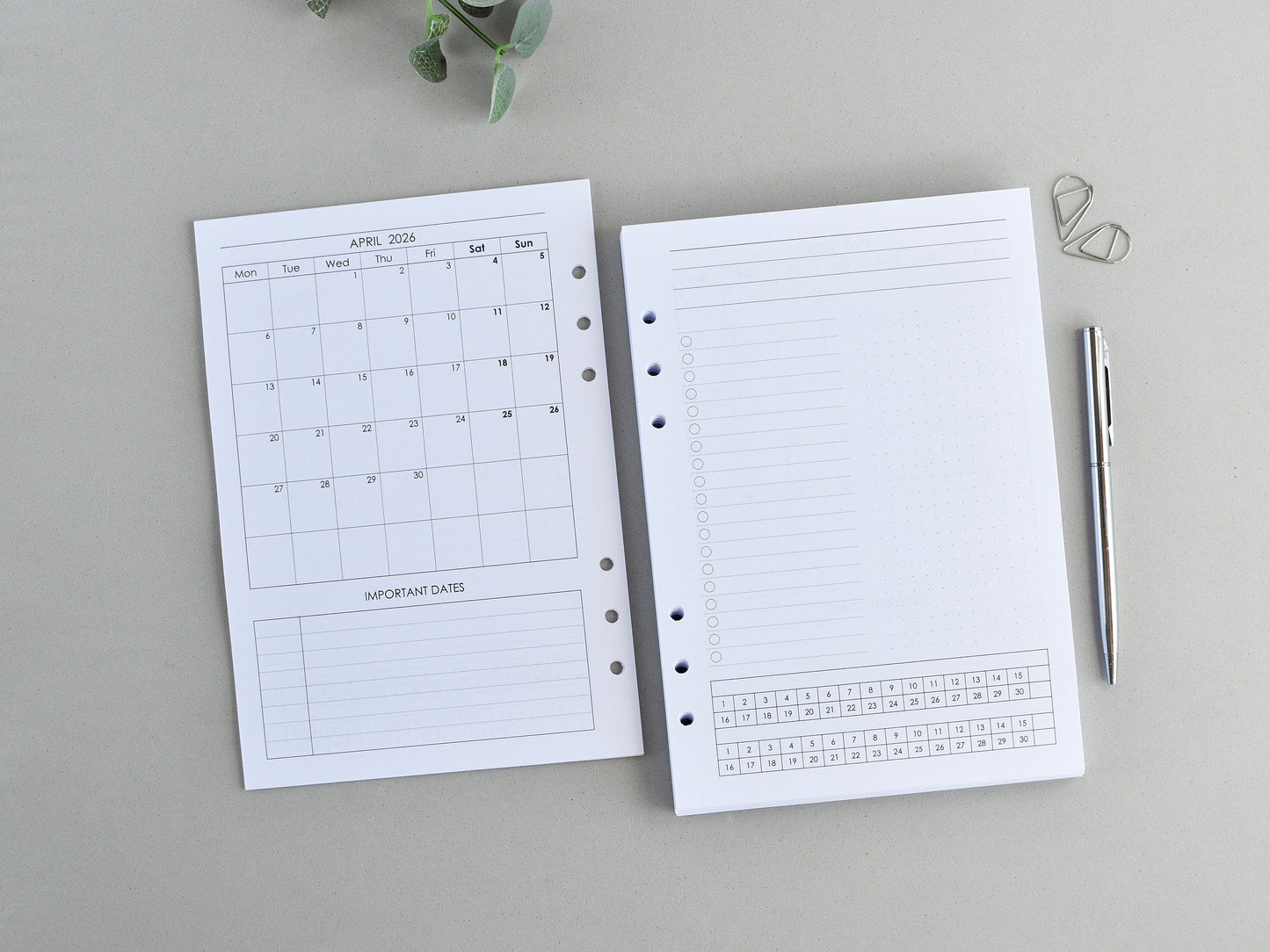 Planner Inserts Bundle Monthly Weekly (A5 Size) / A5-07