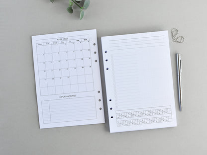 Planner Inserts Bundle Monthly Weekly (A5 Size) / A5-07