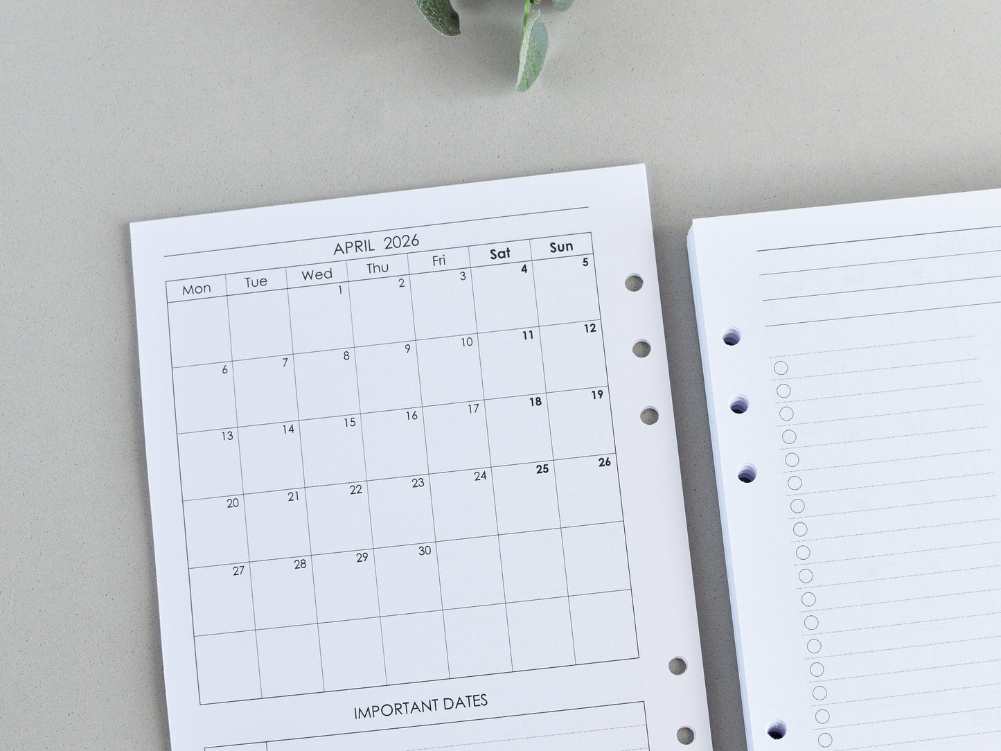 Planner Inserts Bundle Monthly Weekly (A5 Size) / A5-07