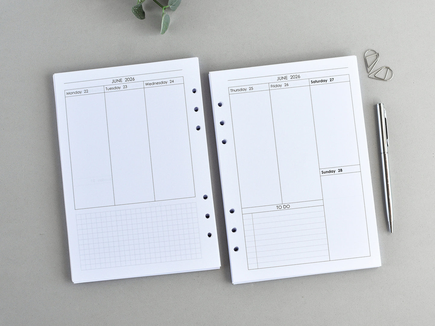 Planner Inserts Bundle Monthly Weekly (A5 Size) / A5-07