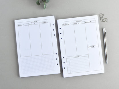Planner Inserts Bundle Monthly Weekly (A5 Size) / A5-07