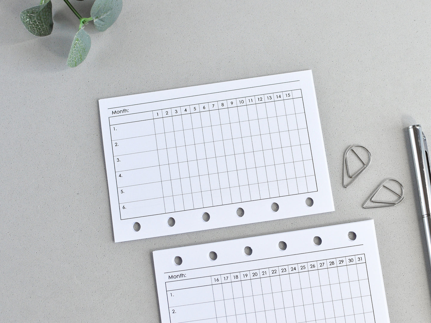 Habit tracker recharge, printed pages