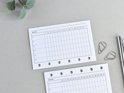 Habit tracker recharge, printed pages