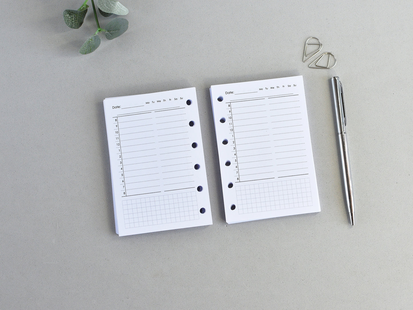 Daily planner inserts Pocket ize