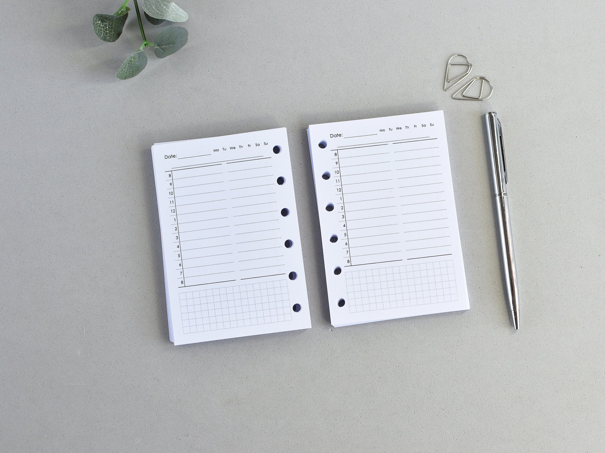 Daily planner inserts Pocket ize