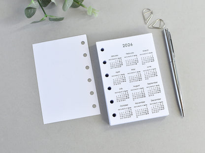 6-ring Pocket planner A7 calendar