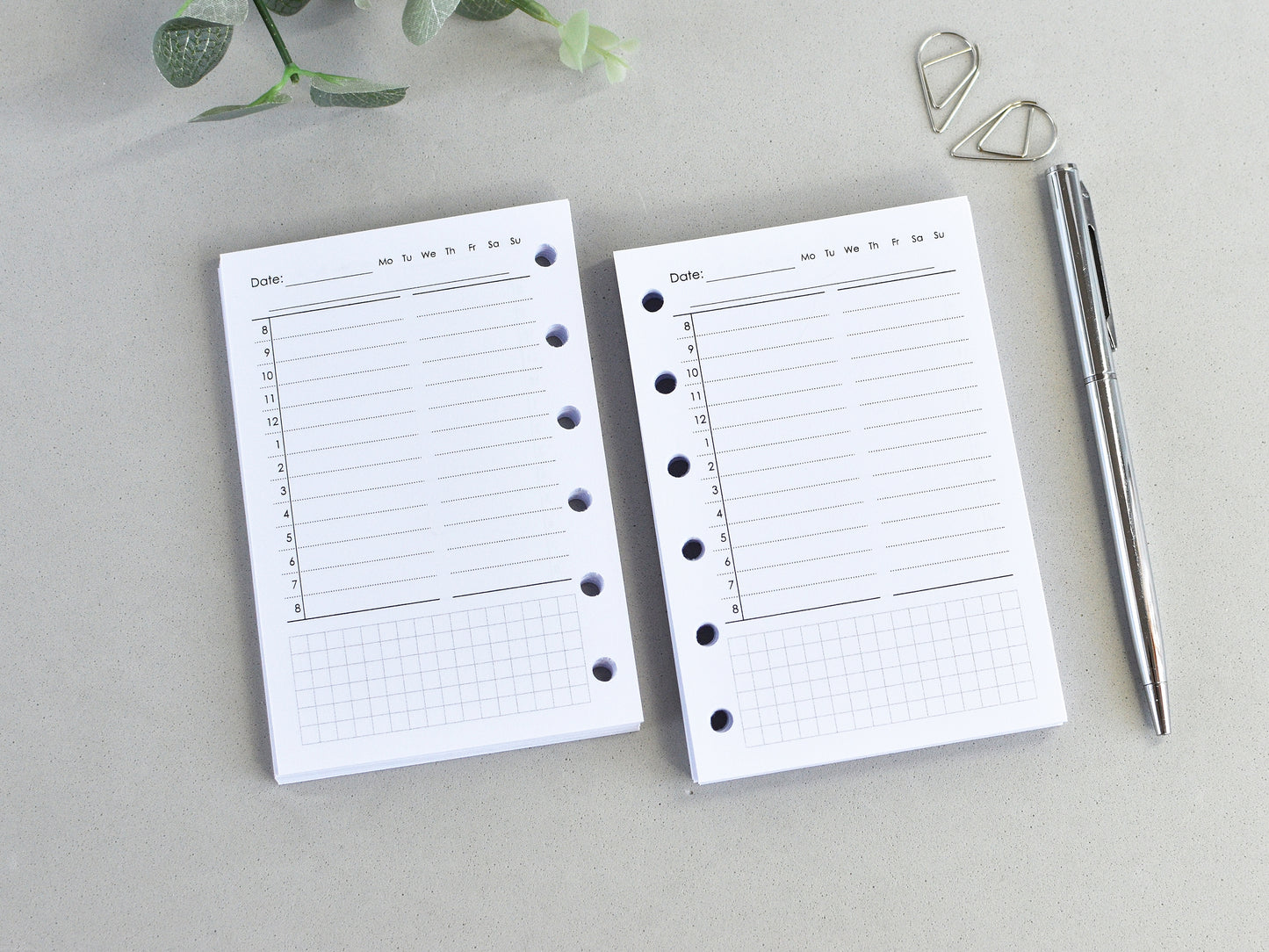 6-ring Pocket planner daily pages