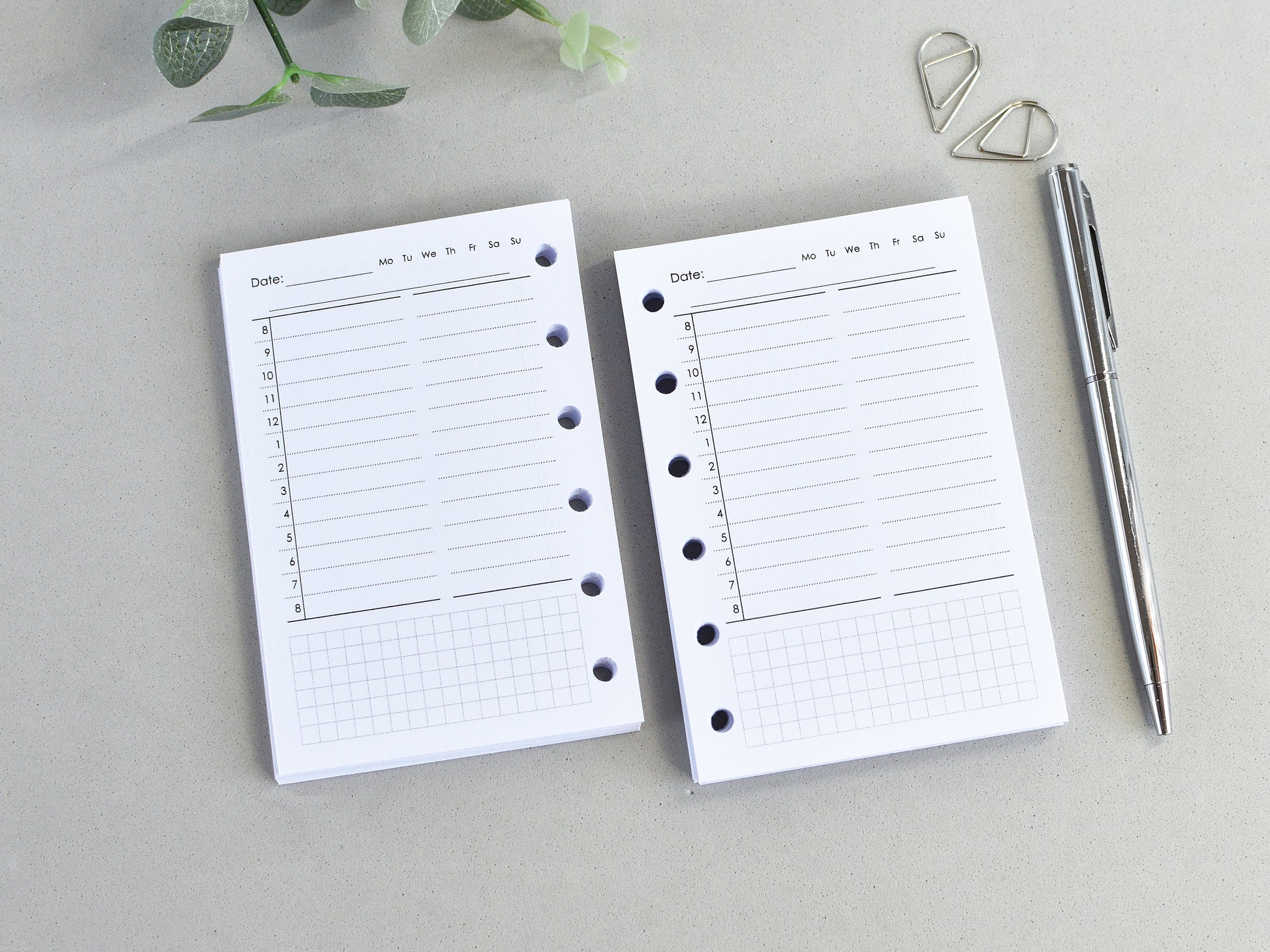 6-ring Pocket planner daily pages