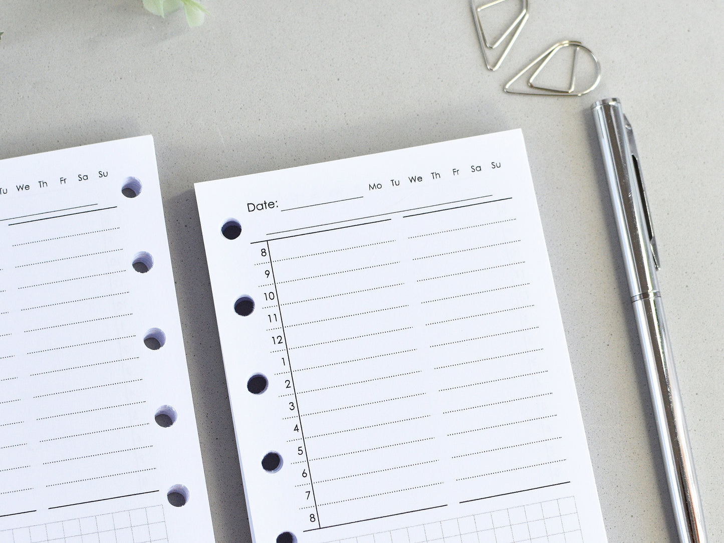 Daily schedule with hours