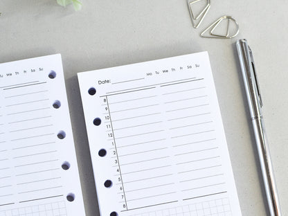 Daily schedule with hours