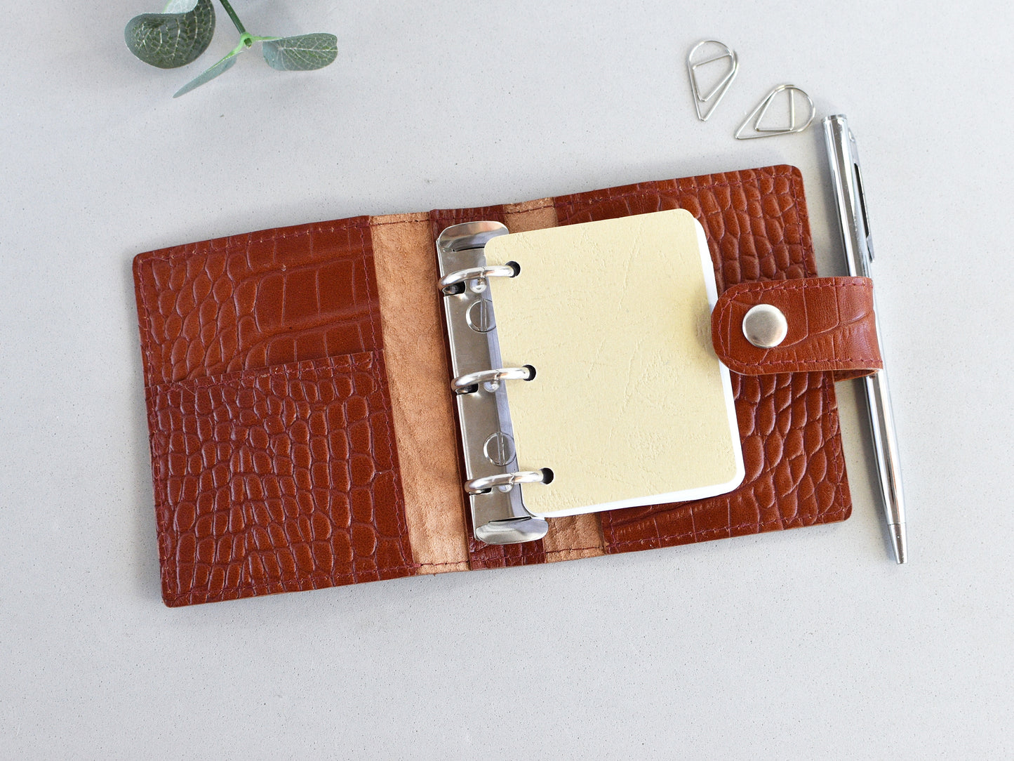 Croc leather 3-ring journal