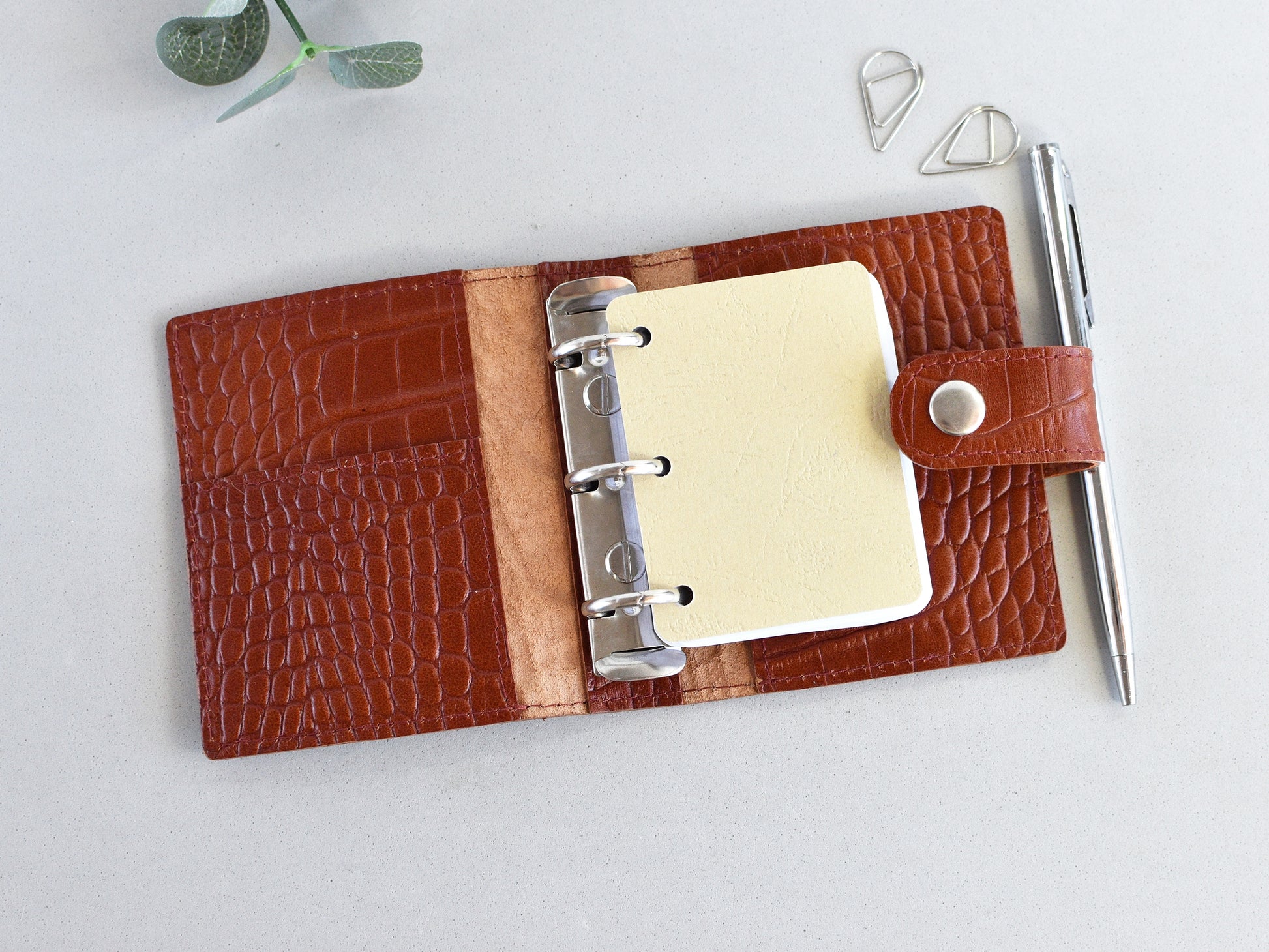 Croc leather 3-ring journal