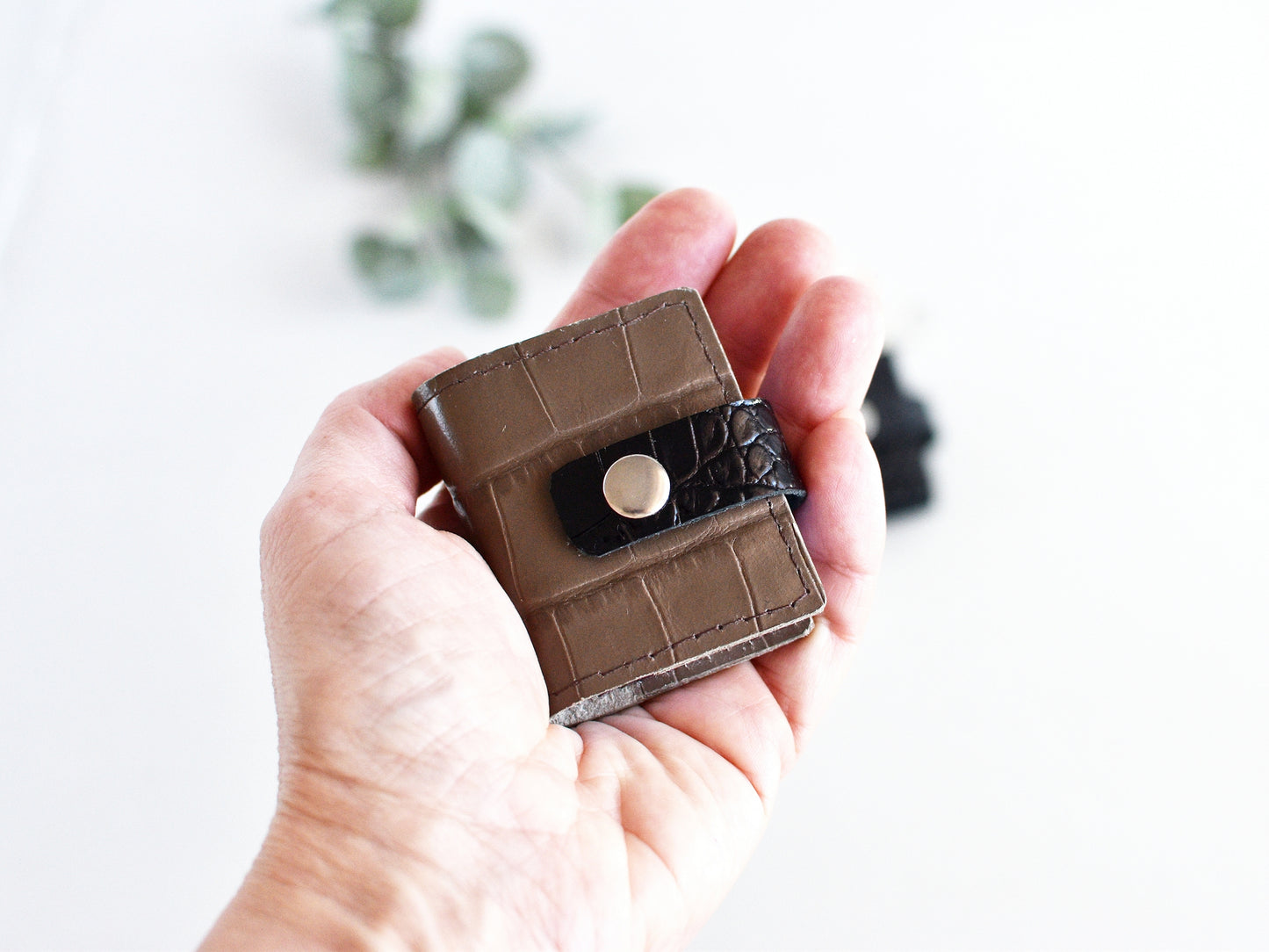 Small notebook brown leather cover