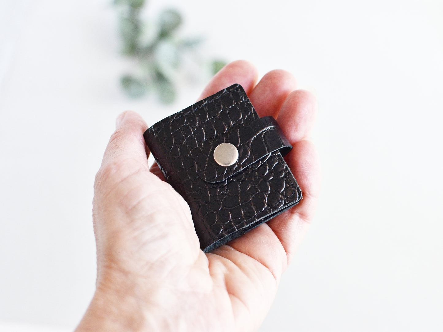 Small journal black leather cover