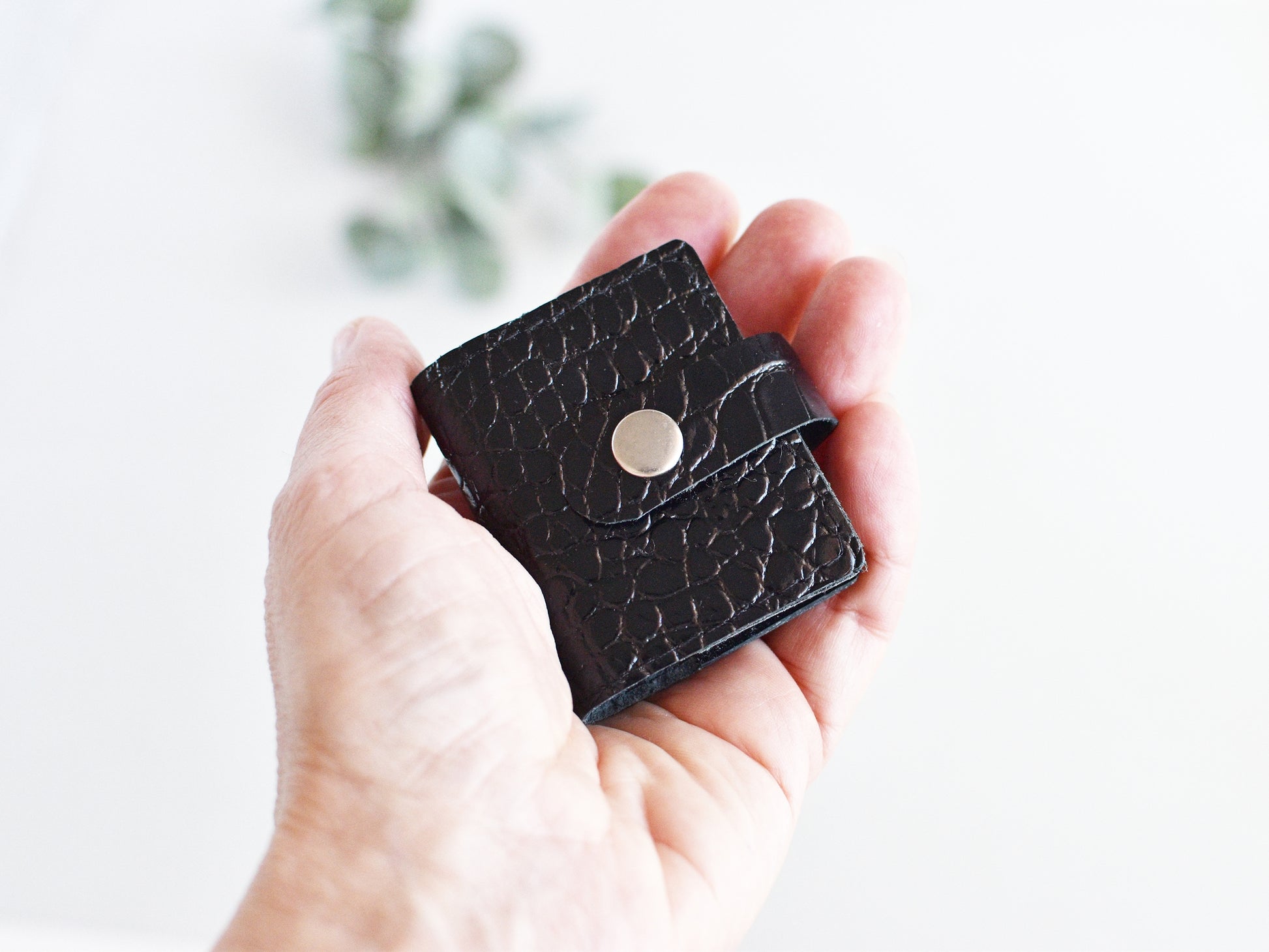Small journal black leather cover
