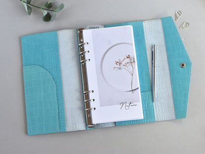 Croc Leather Planner: 6-Ring Binder Organizer With Inserts (A5 Narrow Size)