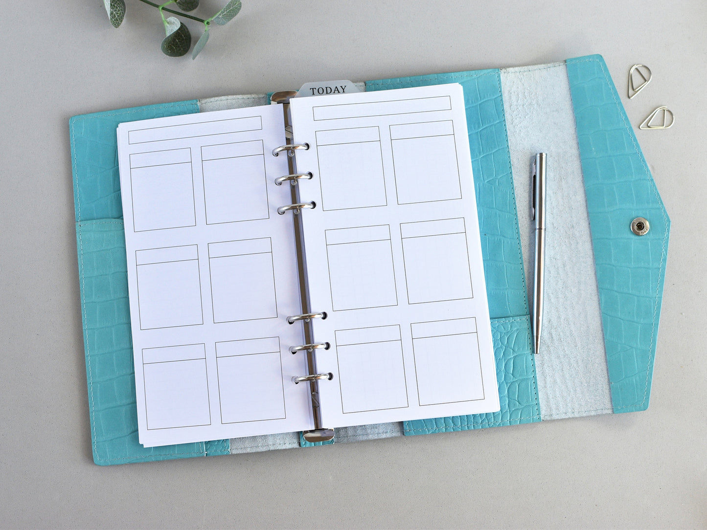 Croc Leather Planner: 6-Ring Binder Organizer With Inserts (A5 Narrow Size)