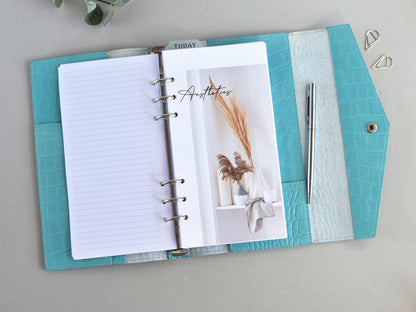 Croc Leather Planner: 6-Ring Binder Organizer With Inserts (A5 Narrow Size)