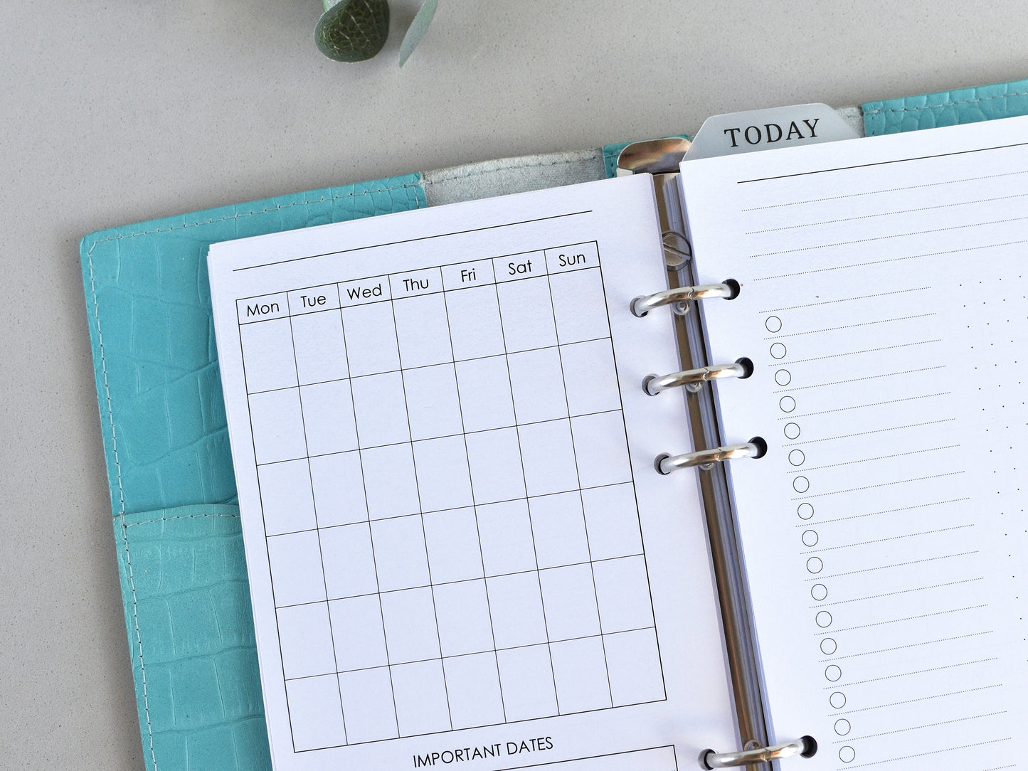 Croc Leather Planner: 6-Ring Binder Organizer With Inserts (A5 Narrow Size)