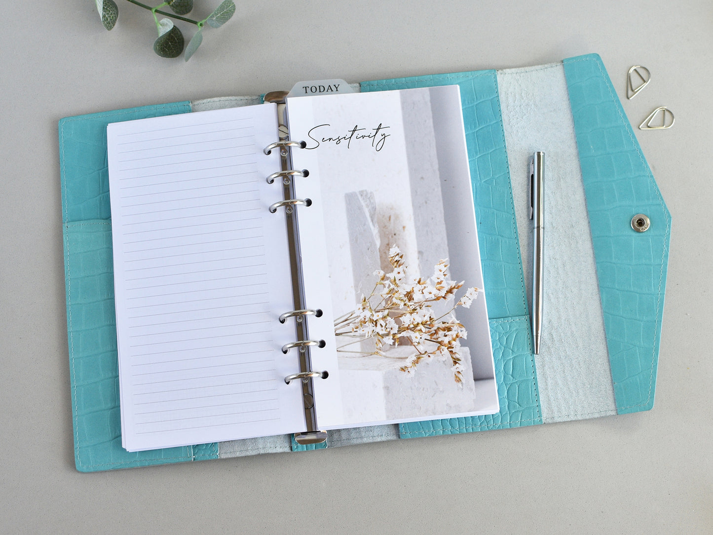 Croc Leather Planner: 6-Ring Binder Organizer With Inserts (A5 Narrow Size)