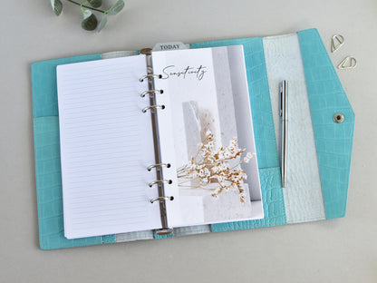 Croc Leather Planner: 6-Ring Binder Organizer With Inserts (A5 Narrow Size)