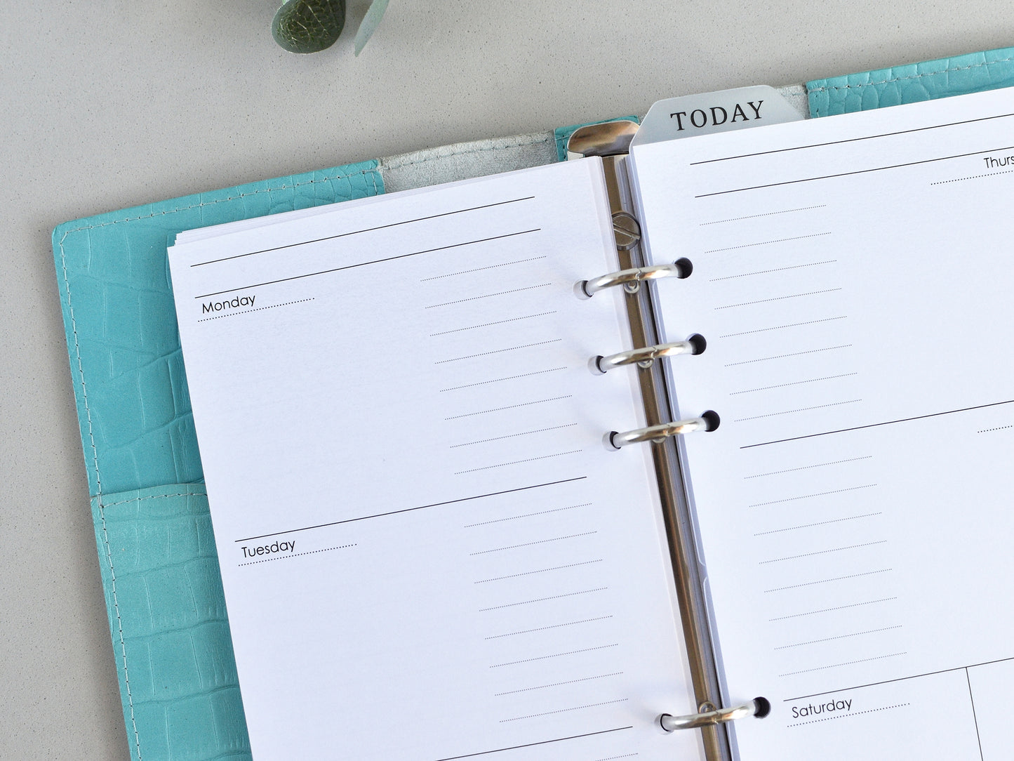 Croc Leather Planner: 6-Ring Binder Organizer With Inserts (A5 Narrow Size)