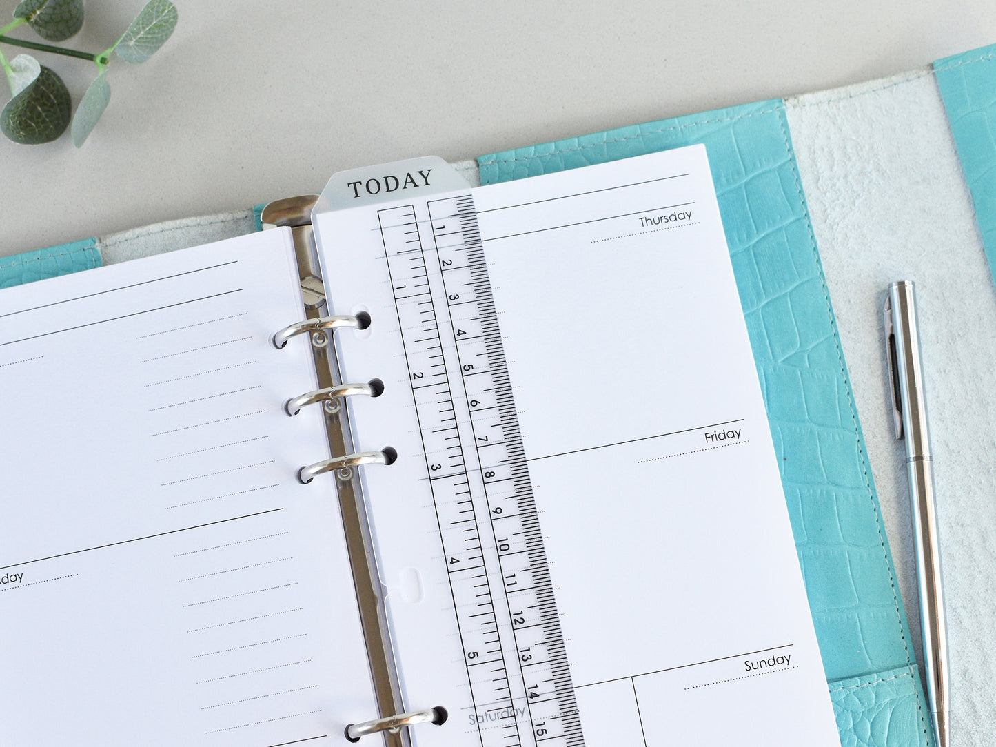 Croc Leather Planner: 6-Ring Binder Organizer With Inserts (A5 Narrow Size)