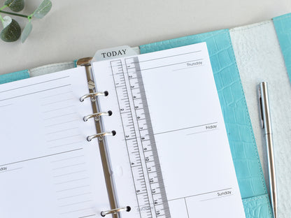 Croc Leather Planner: 6-Ring Binder Organizer With Inserts (A5 Narrow Size)