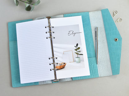 Croc Leather Planner: 6-Ring Binder Organizer With Inserts (A5 Narrow Size)