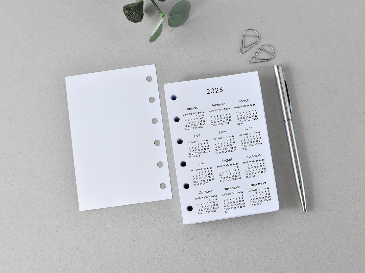 Daily Planner Inserts Dated - Ring Binder Refill (Pocket Size)/ Pc-12d