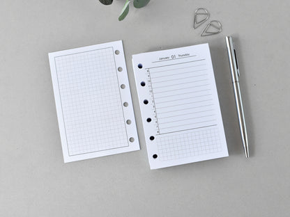 Daily Planner Inserts Dated - Ring Binder Refill (Pocket Size)/ Pc-12d