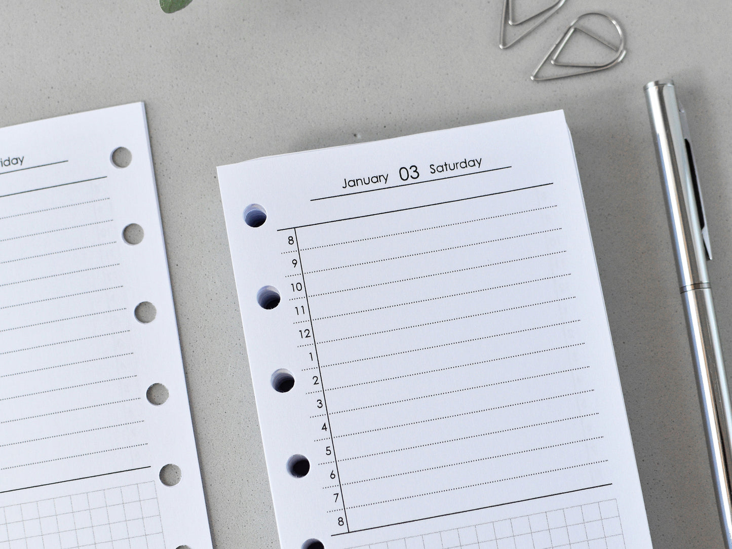 Daily Planner Inserts Dated - Ring Binder Refill (Pocket Size)/ Pc-12d
