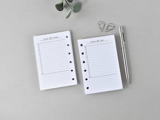 Daily Planner Inserts Dated - Ring Binder Refill (Pocket Size)/ Pc-12d