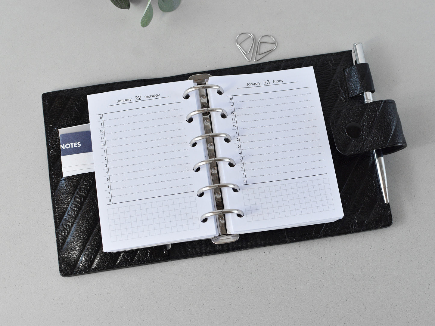Daily Planner Inserts Dated - Ring Binder Refill (Pocket Size)/ Pc-12d