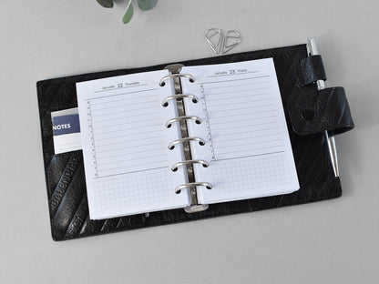 Daily Planner Inserts Dated - Ring Binder Refill (Pocket Size)/ Pc-12d