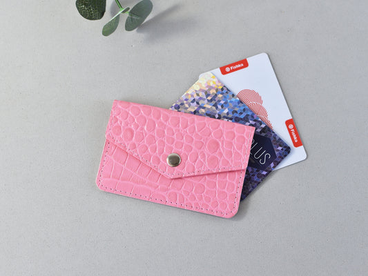 Pink leather cardholder