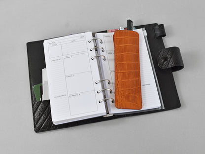 Croc Leather Pen Case - Planner Accessories
