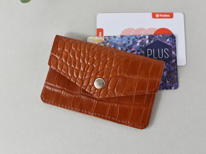 Croc leather card case