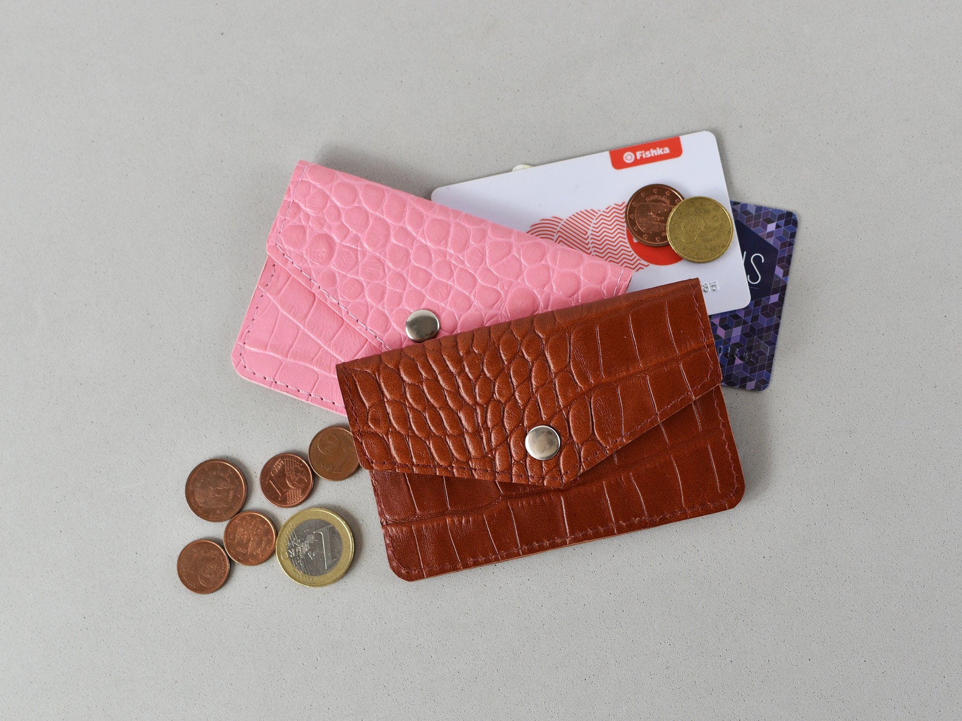 Croc leather card cases